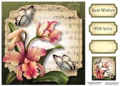 Sheet Music Plaque - Orchids 8x8