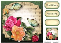 Sheet Music Plaque - Rose Bouquet 8x8