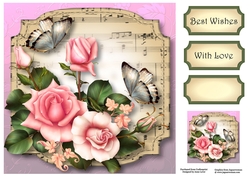 Sheet Music Plaque - Blush Roses 8x8