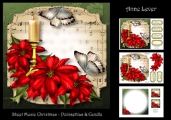 Sheet Music Christmas - Poinsettias & Candle