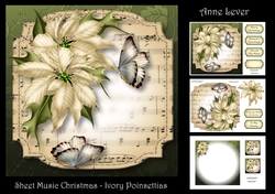 Sheet Music Christmas - Ivory Poinsettias