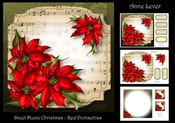 Sheet Music Christmas - Red Poinsettias
