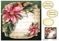 Sheet Music Christmas - Pink Poinsettias 8x8