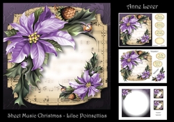 Sheet Music Christmas - Lilac Poinsettias
