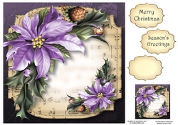 Sheet Music Christmas - Lilac Poinsettias 8x8