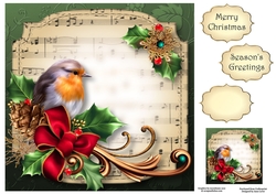 Sheet Music Christmas - Robin & Bow 8x8