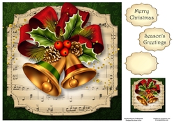 Sheet Music Christmas - Bells & Holly 8x8