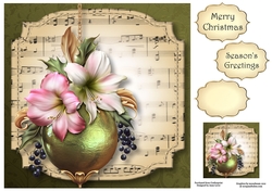 Sheet Music Christmas - Amaryllis Bauble 8x8