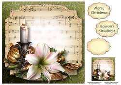 Sheet Music Christmas - Amaryllis & Candle 8x8