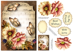 Sheet Music & Butterflies - Antique Autumn A5
