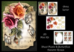 Sheet Music & Butterflies - Autumn Roses
