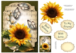 Sheet Music & Butterflies - Sunflower A5