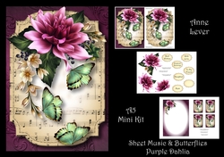 Sheet Music & Butterflies - Purple Dahlia