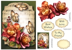 Sheet Music & Butterflies - Early Autumn Roses A5