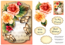 Sheet Music & Butterflies - Beautiful Begonias A5