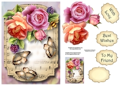 Sheet Music & Butterflies - English Roses A5