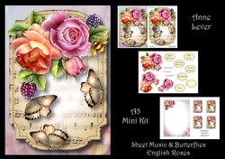 Sheet Music & Butterflies - English Roses