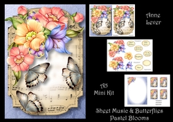 Sheet Music & Butterflies - Pastel Blooms