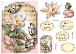 Sheet Music & Butterflies - Lotus Flower A5