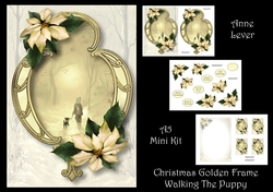 Christmas Golden Frame - Walking The Puppy