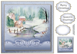 Watercolour Christmas - The Frozen Stream 8x8