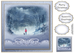 Watercolour Christmas - Moonlit Snow Flurries 8x8