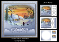 Watercolour Christmas - Winter Sunset