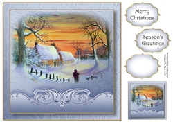 Watercolour Christmas - Winter Sunset 8x8