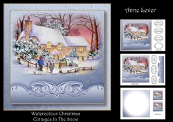 Watercolour Christmas - Cottages In The Snow
