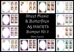 Sheet Music & Butterflies INSERTS A5 Bumper Kit 2