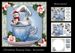 Christmas Teacup Cake - Snowman