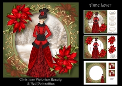 Christmas Victorian Beauty & Red Poinsettias