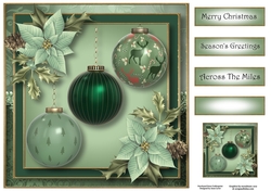 Bauble Trio - Green Reindeer 8x8