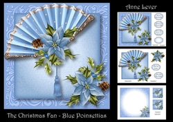 The Christmas Fan - Blue Poinsettias