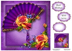 Beautiful Fan With Bright roses 8x8