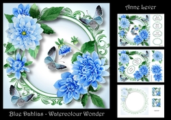 Blue Dahlias - Watercolour Wonder