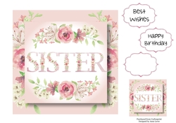 Sister - Square Pink Florals 7x7