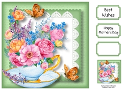 Watercoloured Floral Teacup 8x8
