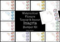 Watercolour Flowers Teacup & Saucer Inserts Bumper Kit