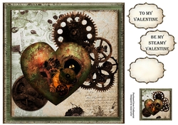 Rusty Steampunk Heart & Cogs - Male Valentine 8x8