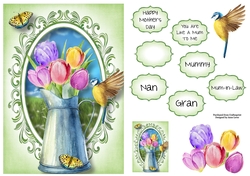 Mothers Day Tulips & Butterflies A5