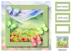 Spring Landscape Floral & Flutters 3 8x8