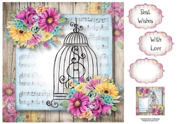 Beautiful Floral Birdcage With Fiesta Flowers 8x8