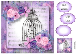 Beautiful Floral Birdcage In Purples 8x8