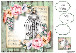 Beautiful Floral Birdcage In Peach & Pink 8x8