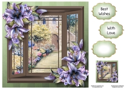 The Bay Window - Purple Lilies 8x8
