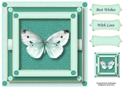 Buttons & Butterfly - Teal 8x8