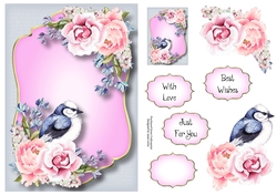 Beautiful Bird & Blooms - Pink & Blue A5