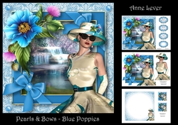 Pearls & Bows - Blue Poppies
