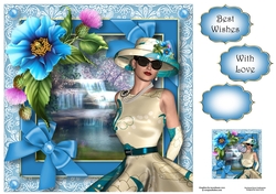 Pearls & Bows - Blue Poppies 8x8